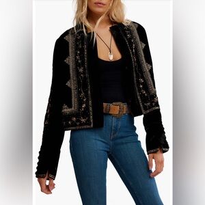NWT Free People Maxxie Bead Detail Velvet Jacket- XS
